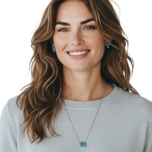Kurt Geiger‎ London Turquoise Eagle Head Necklace and Stud Earrings Set NEW